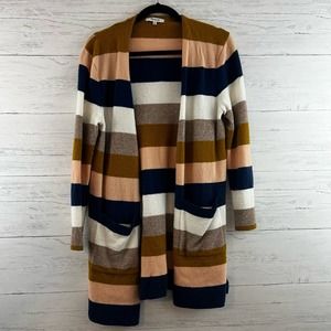 Madewell Kent Open Front Stripe Cardigan in Bangali Indigo Size XS